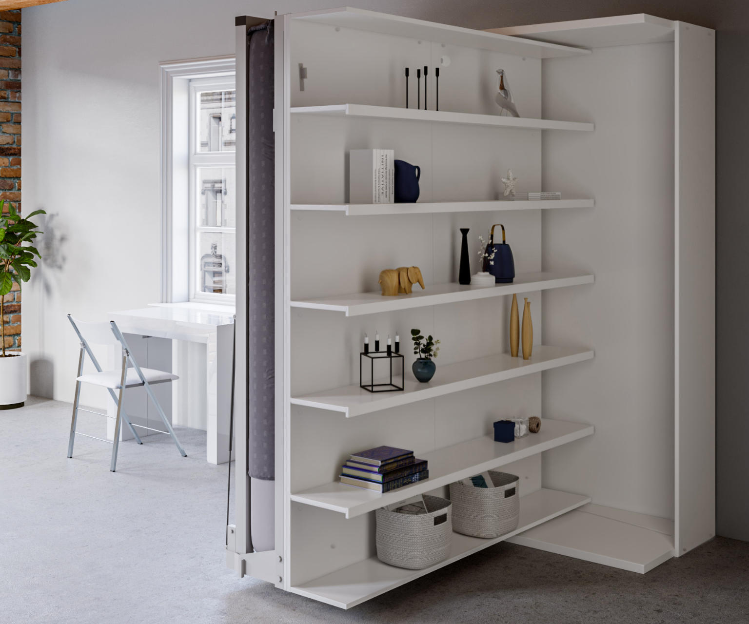 Compatto Rotating Bookcase Murphy Bed - Expand Furniture