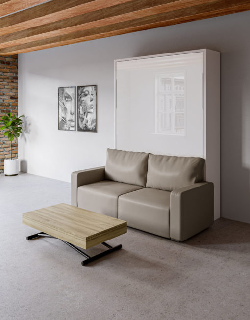 Murphysofa ultimate combo in glossy white with alzare mattress nano chairs
