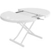 The Oval - Round to oval lifting coffee table in glossy white in raised showing hidden extensions wl