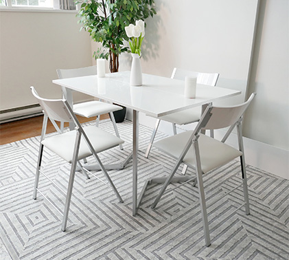Atlanta Best-Rated Space-Saving White Folding Table And Chairs