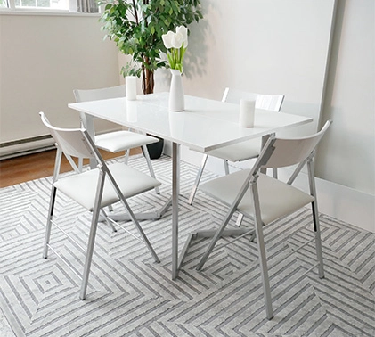 Best Rated White Space-Saving Table And Hideaway Chairs For Sale In Dallas