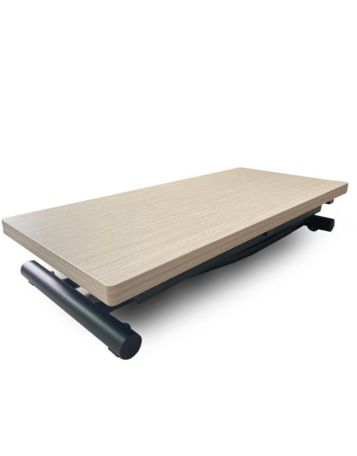TR3 Transforming Table height adjustable coffee table in light oak wood with black legs
