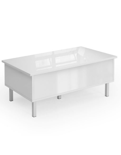 Cache White gloss table with massive storage compartment
