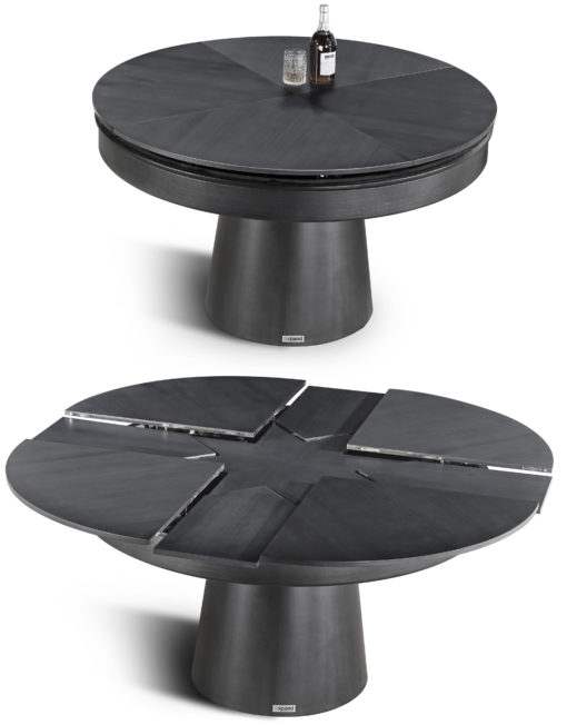 Compass Rotating Round Expandable table in black converting in size