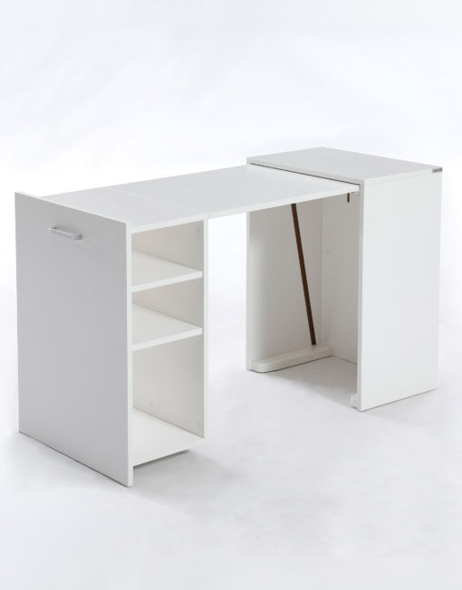 Cove - extending transforming office cabinet in matte white