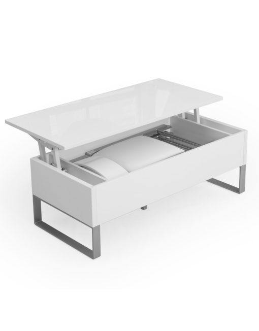 Trove - Coffee table with lift top and deep storage in glossy white