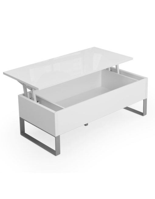 Trove - Coffee table with lift top and deep storage in glossy white - big storage