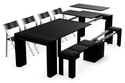 Matte Black Expandable Dining Table, Folding And Expandable Dining Chairs For Sale In Atlanta