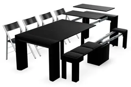 Black Expandable Dining Table And Folding Dining Chairs For Sale In Miami