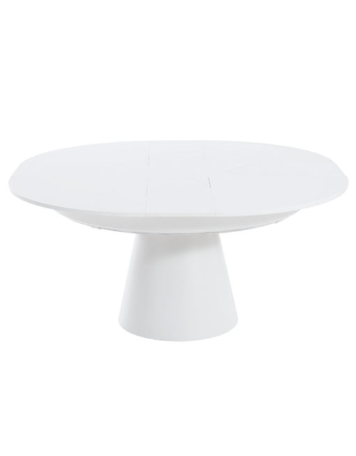 Compass round expanding table in white wood