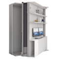 White Compatto Rotating Office Murphy Bed with Desk Horizontal With Monitors