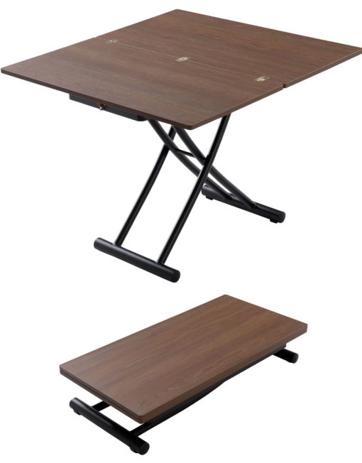 Tr4 Transforming Table changes height in Chocolate wood with black legs