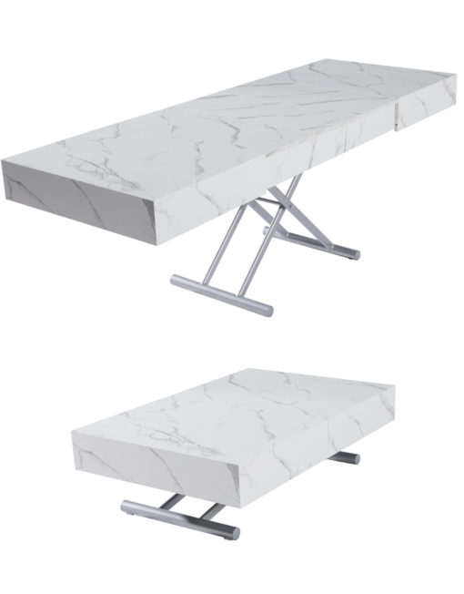 Motorized box coffee table in marble white