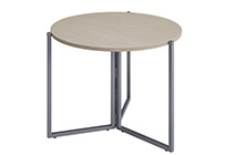 Origami folding round table in light oak wood with silver metal legs