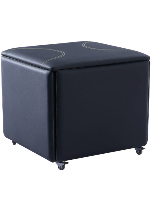 Fold Cube 4 chairs ottoman transforming seats in black