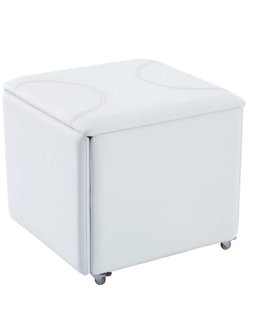 Fold Cube 4 chairs ottoman transforming seats in white