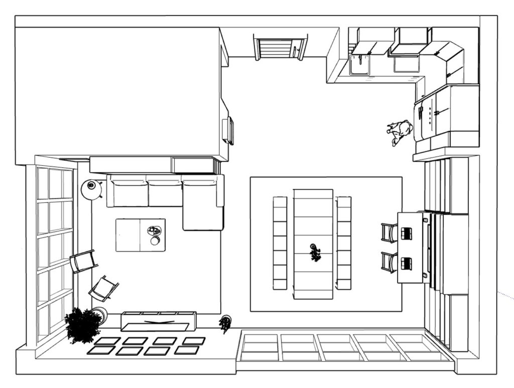 how to furnish an l shape studio