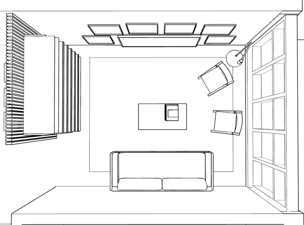 idea to furnish a rectangular studio apartment